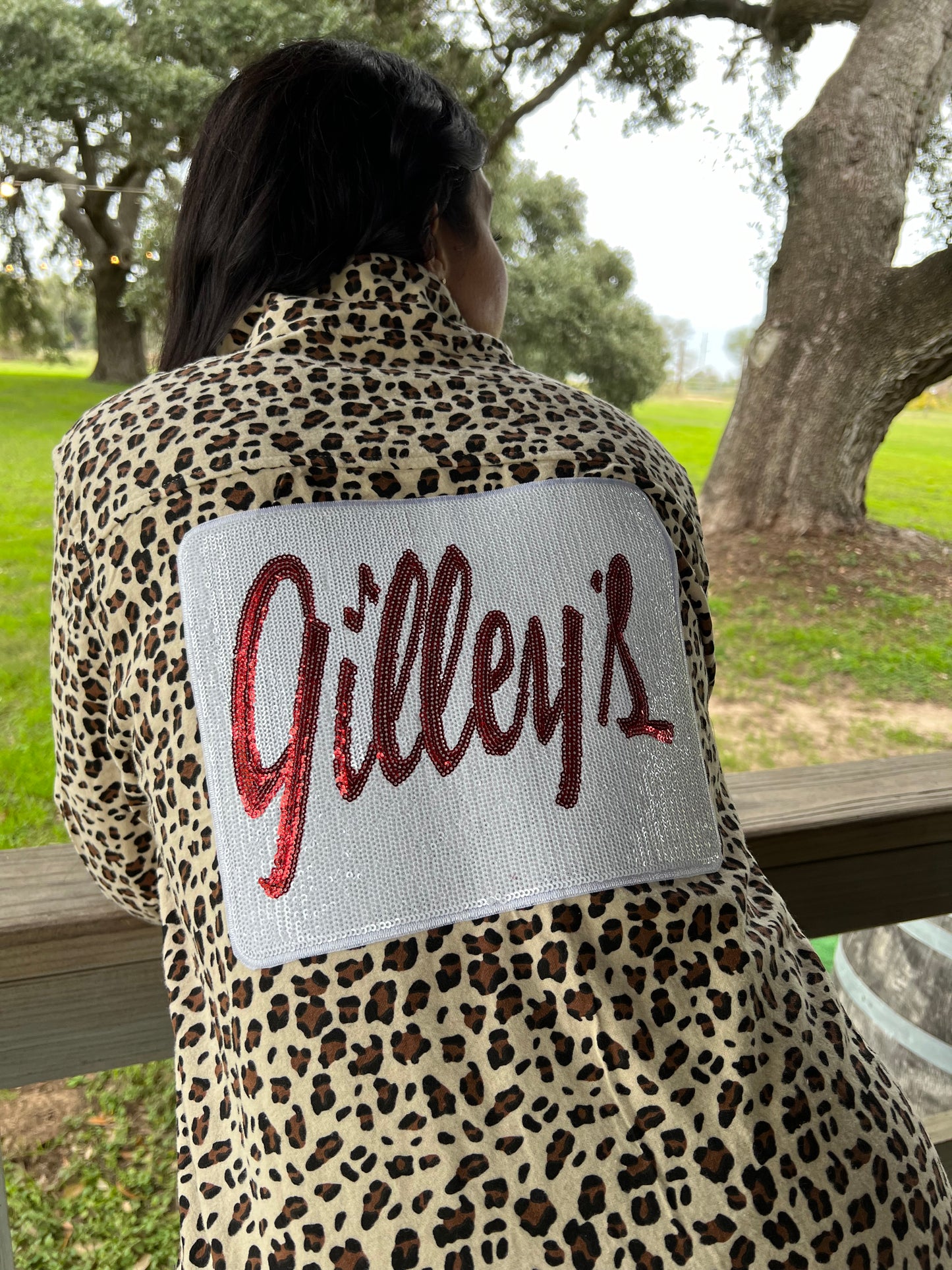 Gilley's Sequin Leopard Flannel