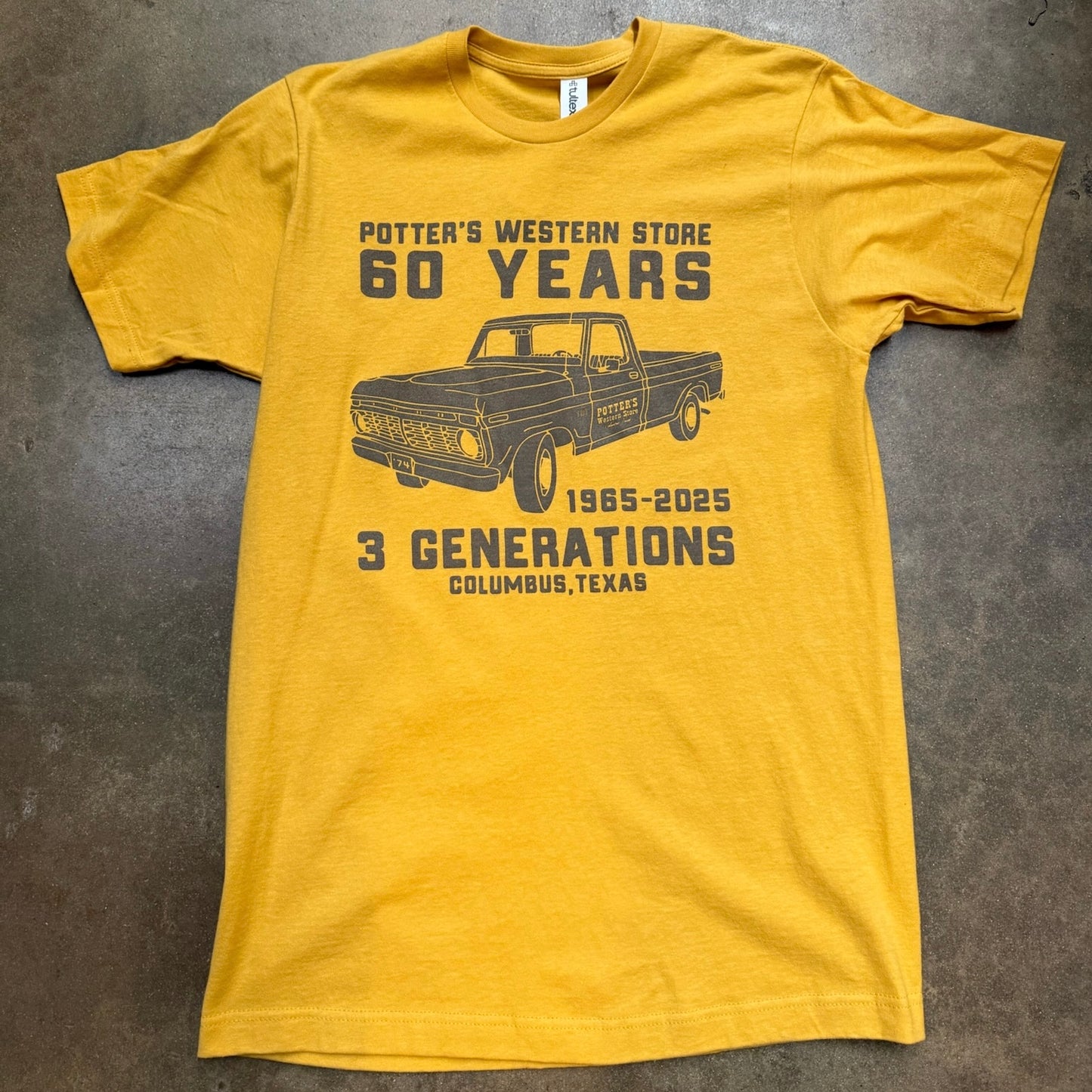 Potter's 60th Anniversary Vintage Truck Tshirt - Yellow