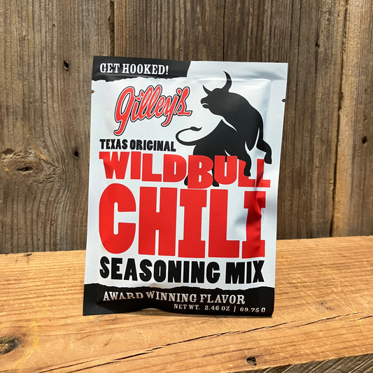 Gilley's Texas Original wild bull chili seasoning mix.
Award winning flavor.

Our Gilley's collection is officially licensed and made by small businesses in Texas.

net wt. 2.46oz, 69.75 G

ingredients: spices, corn flour, salt, dehydrated onion and garlic.