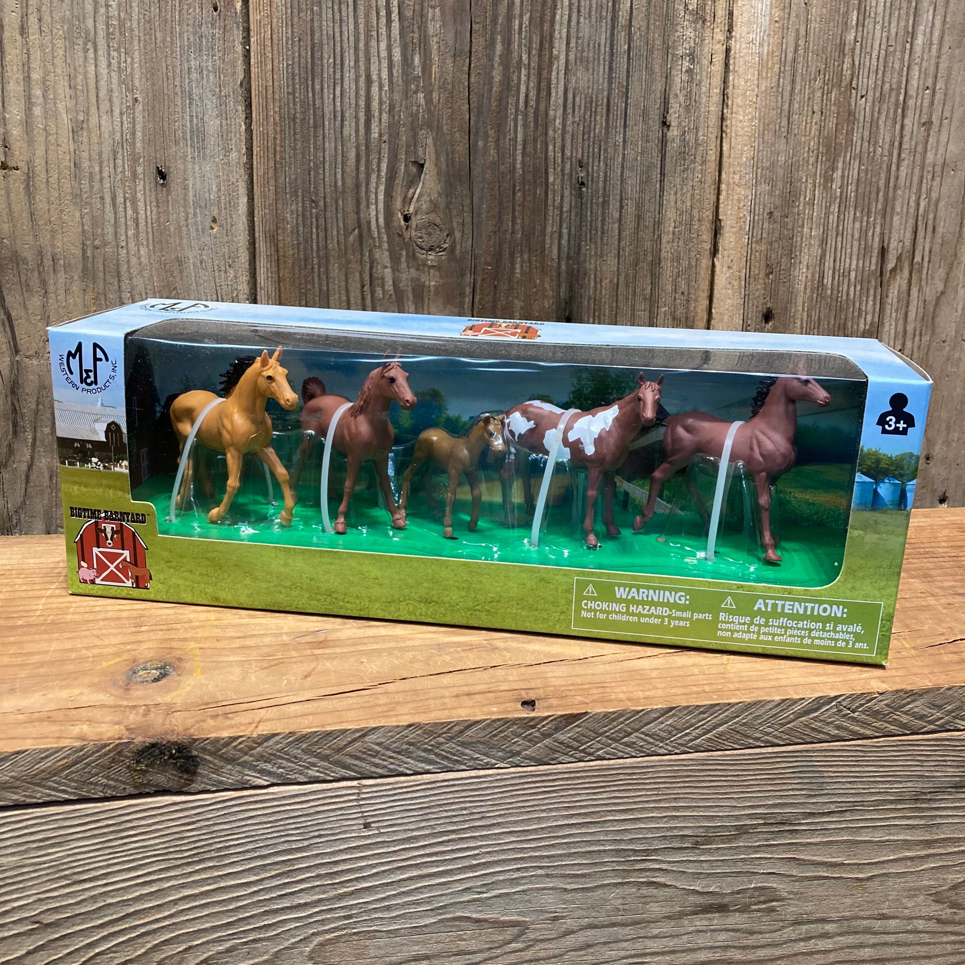 Bigtime Barnyard horse toy set with five realistic ranch horses and foal figures
