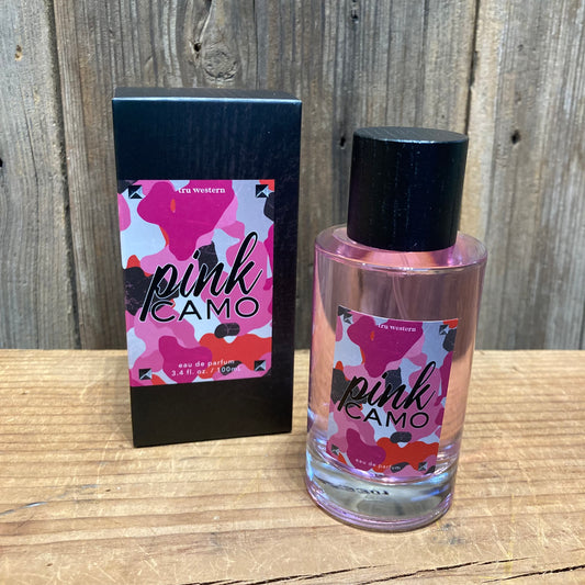 Pink Camo perfume is fiercely sensual, an alluring blend of sparkling cassis, velvet plum and warm vanilla leave a lasting impression. Dare to be boldly you.

3.4 fl. oz. pink bottle with pink camouflage label & black cap.