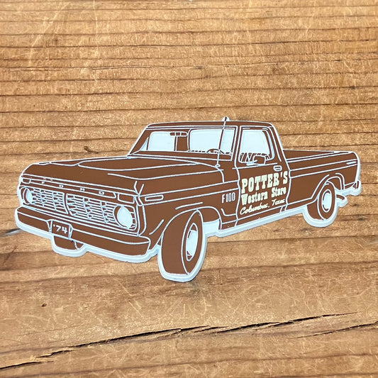 vintage-style Potter's Western Store 1974 Ford F-100 truck magnet