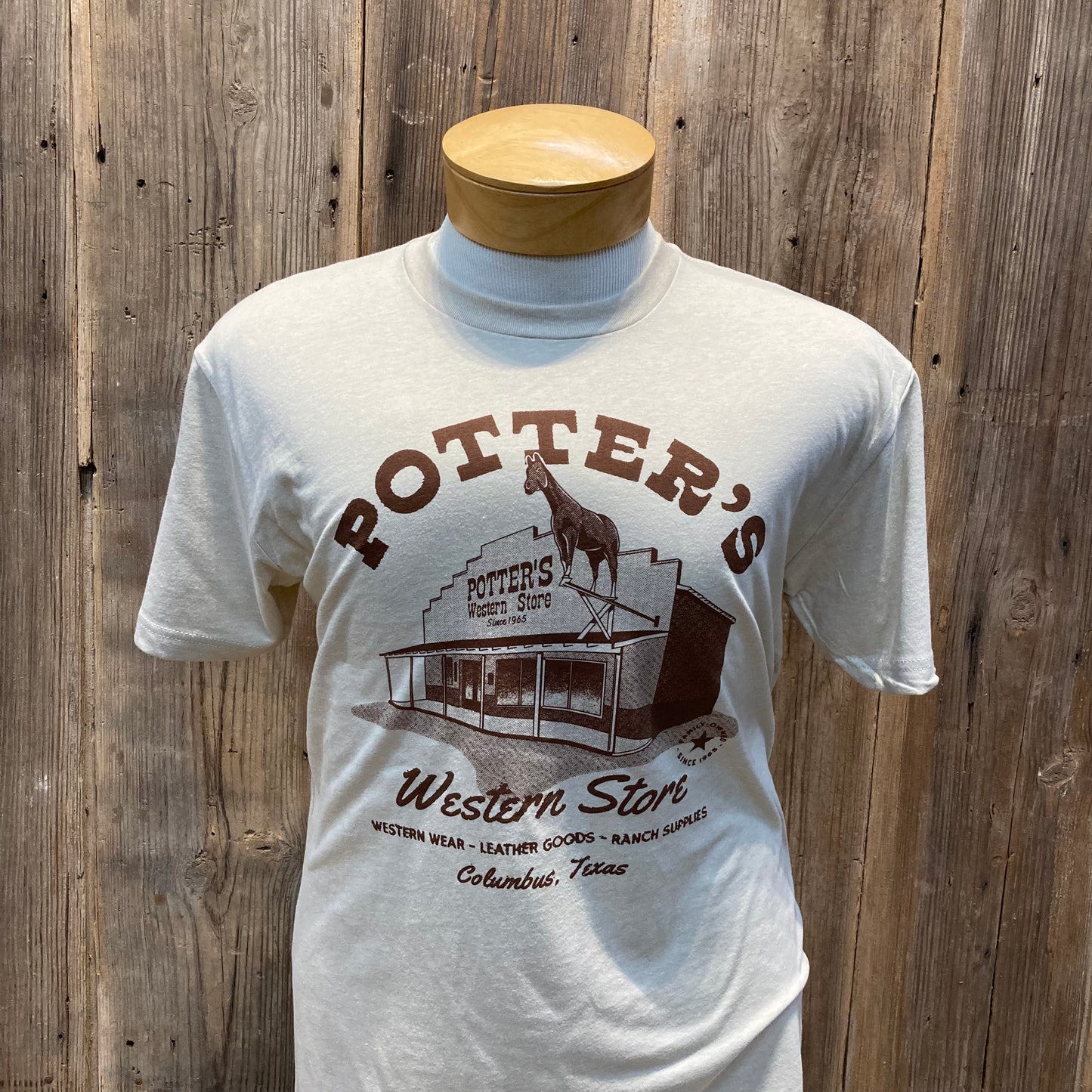 Potter's Western Store Classic T-shirt featuring the original store design in Columbus, Texas.